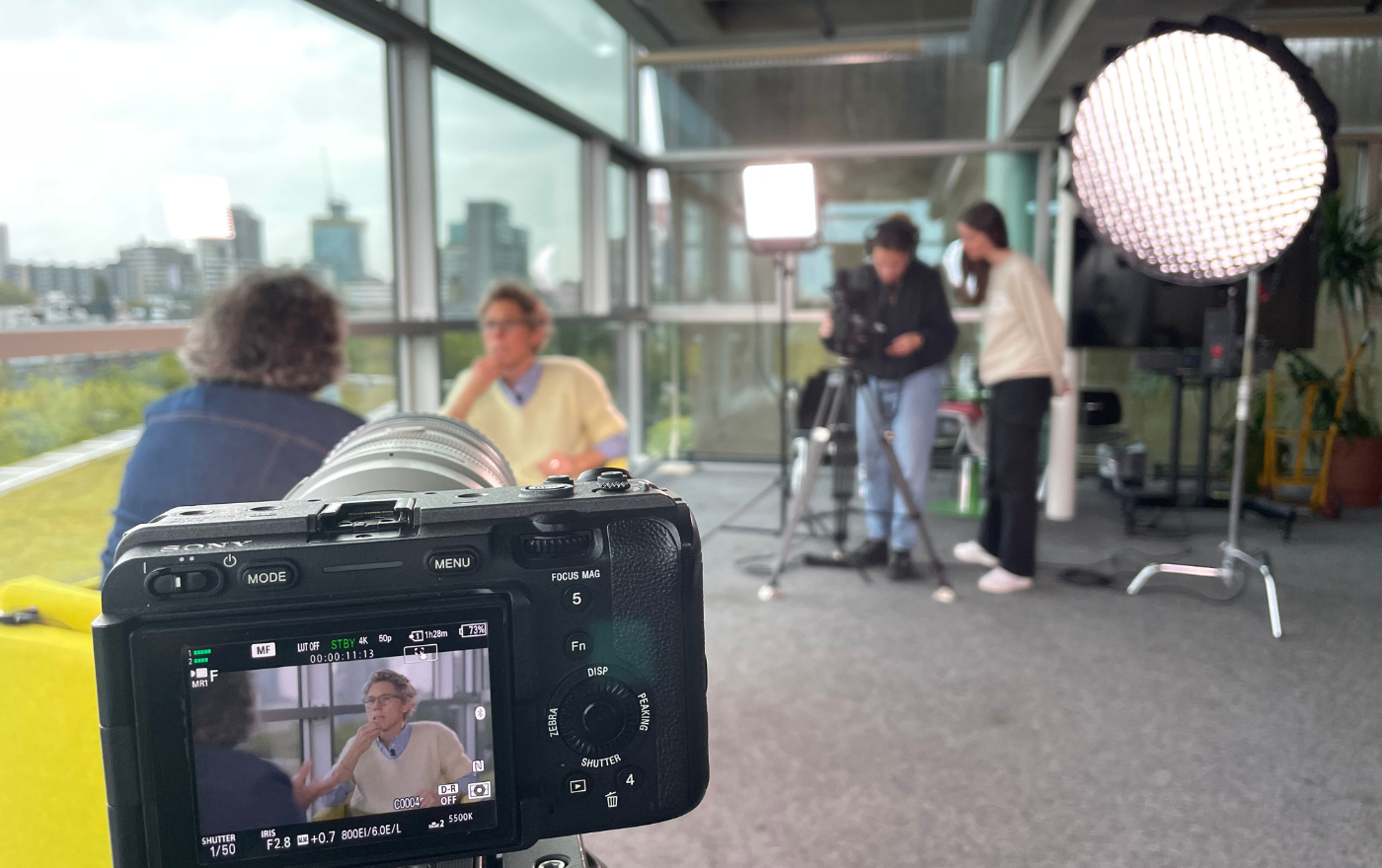 ▴ Filming of the ”Living with Water” episode with Rosi Braidotti and Francien van Westrenen