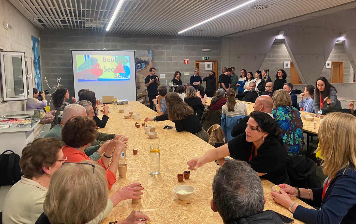 ▴ Presentation of the Bauhaus of the Seas Sails “A Call to the Sea” residency artists at the Marvila Library