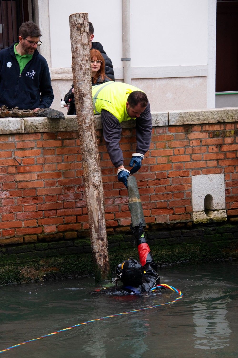 ▴ Collecting waste from the channel I Photo by Alessandro Tretti Gastaldello.