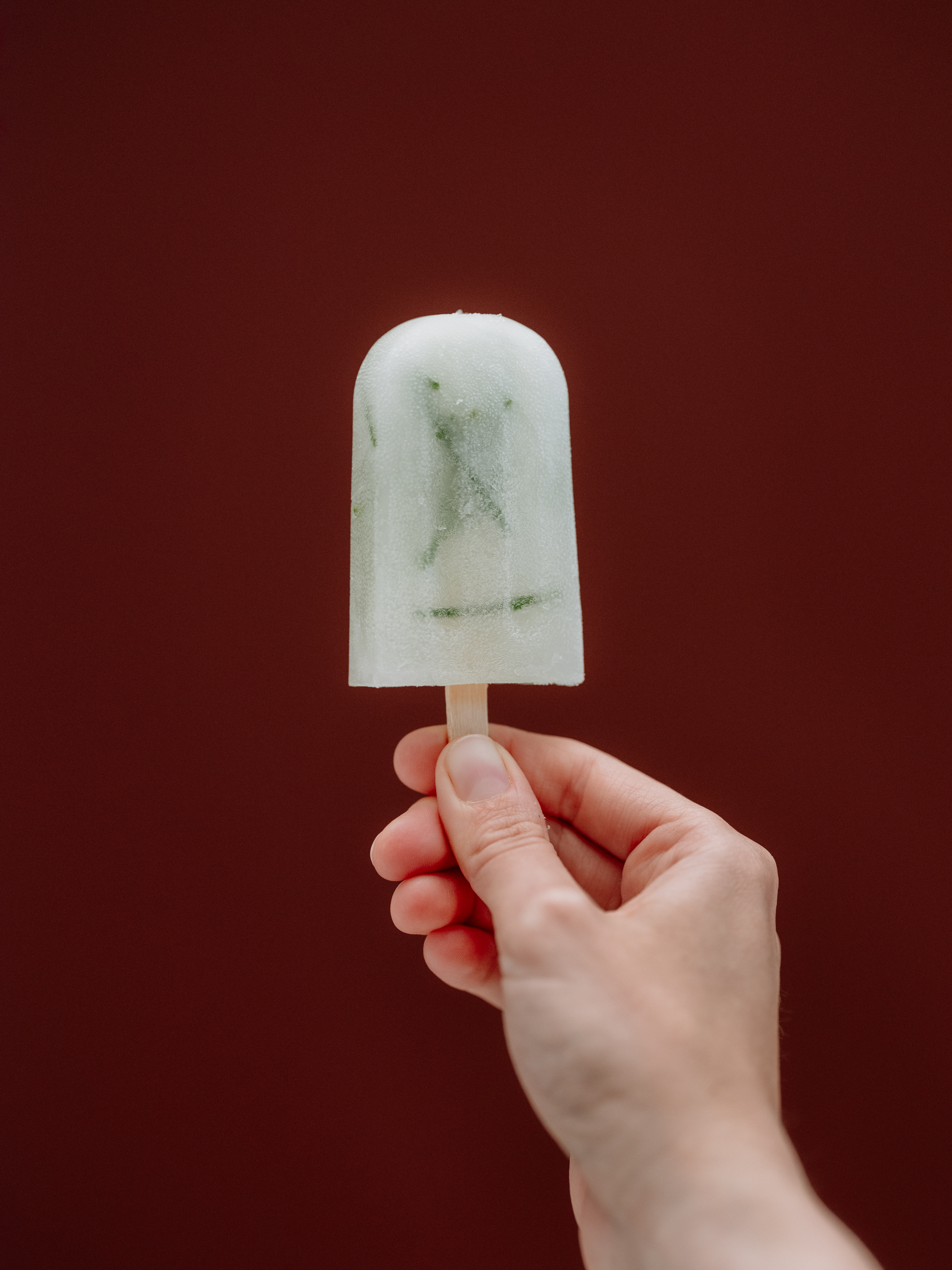 ▴ Cucumber & salicornia popsicle by Katinka Versendaal and Pierre Pries, Deitchtorhallen Hamburg 2024 © Philipp Meuser.